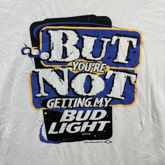 Vintage 90s Bud Light I Love You Man Tee Shirt XL Beer Graphic T-Shirt White - Picture 8 of 13
